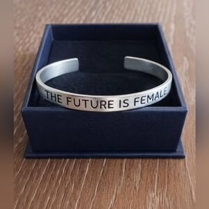 Bird & Stone THE FUTURE IS FEMALE Silver Cuff Bracelet Adjustable